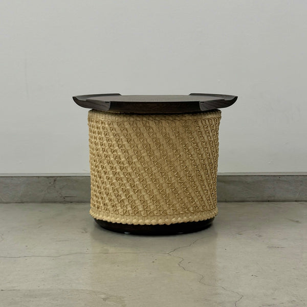 BIKA LIVING × DU ANYAM "KABA Side Table with White Oak Marquetry Top"